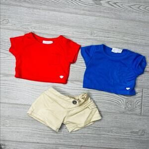 Red and blue shirt with tan shorts Build-A-Bear doll/bear clothes